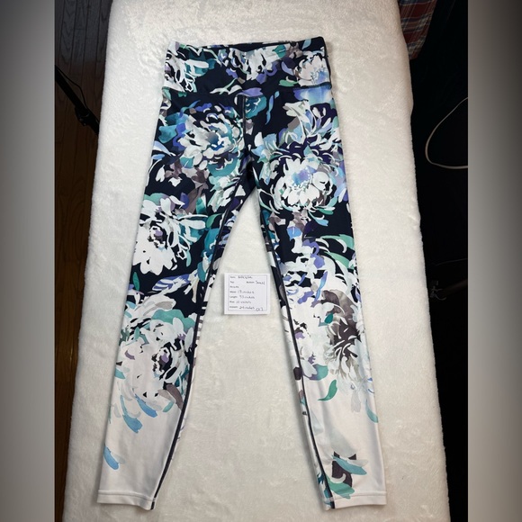 Athleta Pants - Athleta Black Leggings with Blue and Green Accents